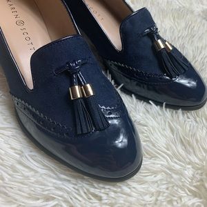 Karen Scott Terrie Blue Oxford Fringe Heel 8